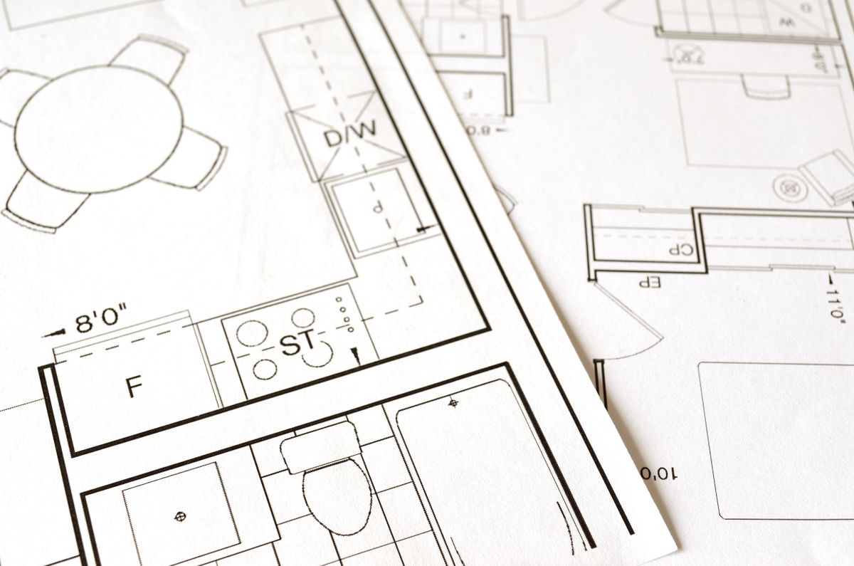Architectural floor plan with detailed room layouts, the working document for mapping which faucets have soft water